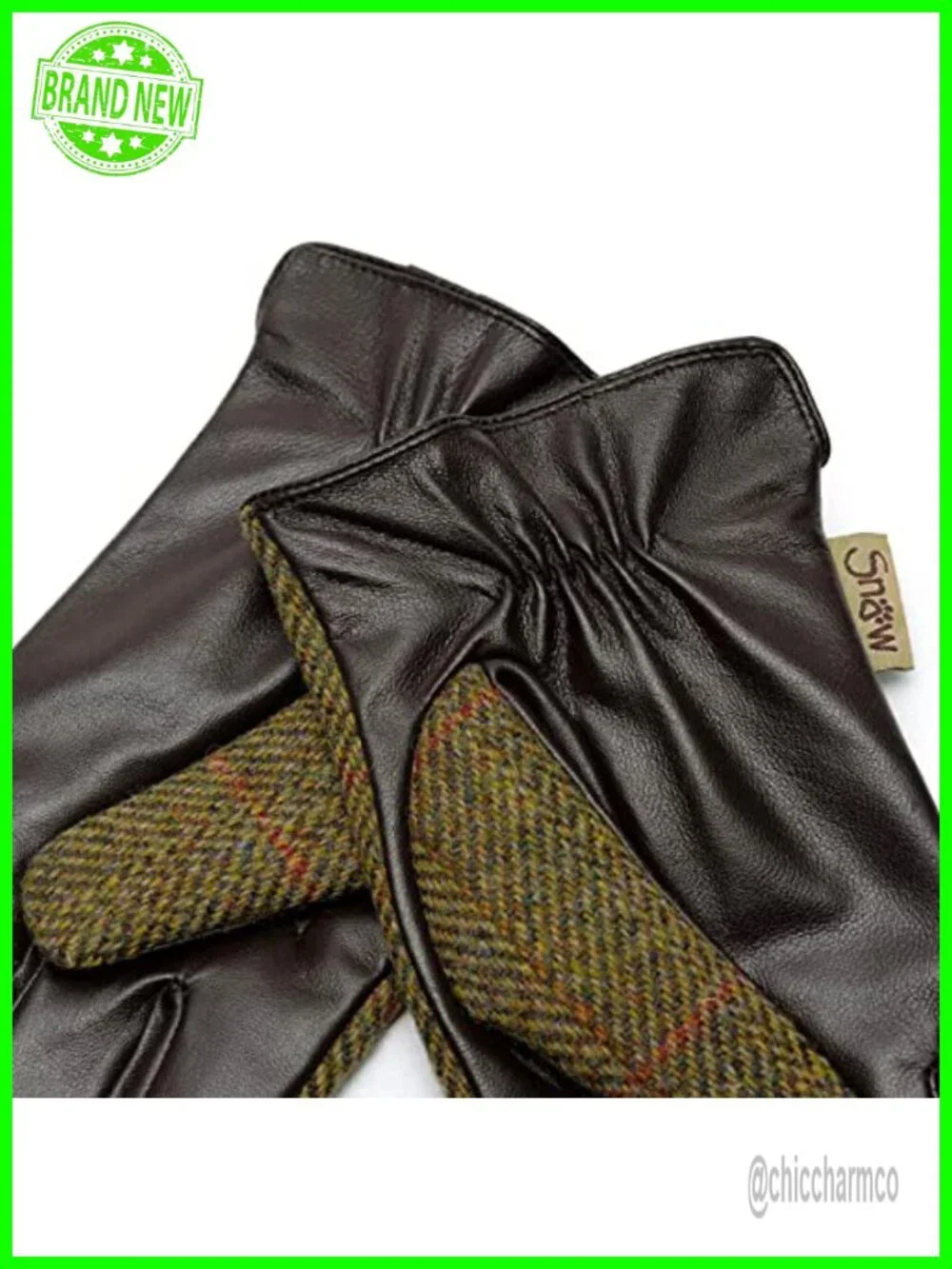 Harris Tweed Gloves Leather Palm Touchscreen Wool